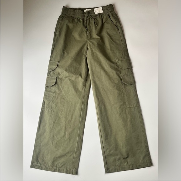 Abercrombie & Fitch x Jen Reed Wide Leg Cargo Pants Sage XS NWT - Picture 2 of 15